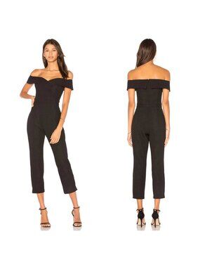 Bardot Bella Jumpsuit Sleeveless Cropped Leg Textured Snake Black Size 8
